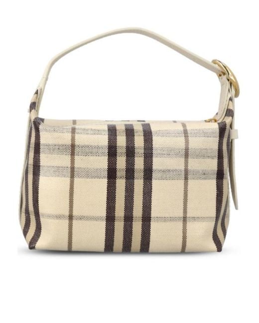 Burberry Natural Highlands Checked Shoulder Bag