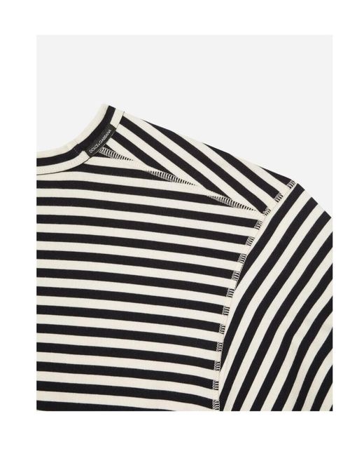 Dolce & Gabbana Black Striped Crewneck T-Shirt for men