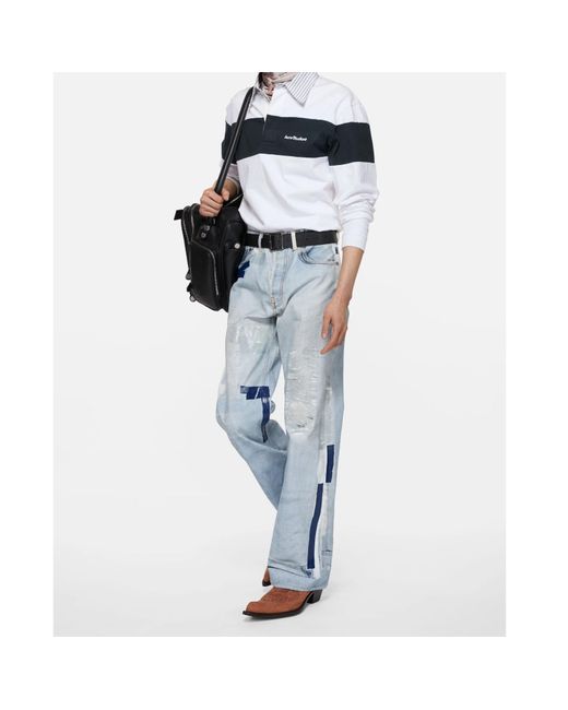 Acne Blue Distressed Straight-Leg Jeans for men