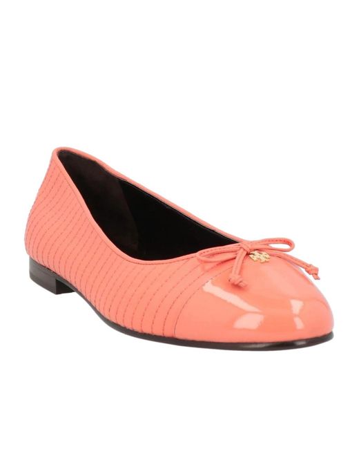Tory Burch Pink Minimalist Round-Toe Leather Shoes