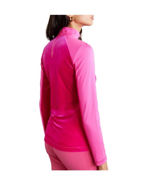 Bogner Pink Milu Stretch-Velour And Shell Turtleneck Top