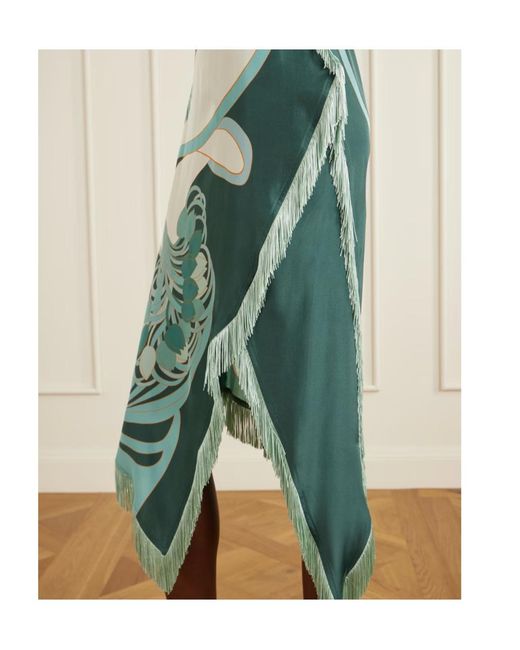 LaDoubleJ Green Fringed Floral Dress