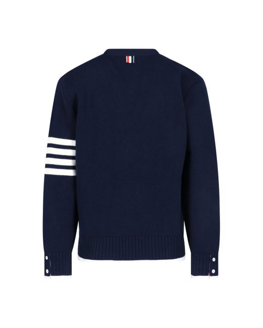 Thom Browne Blue 4-Bar Stripe Cardigan for men