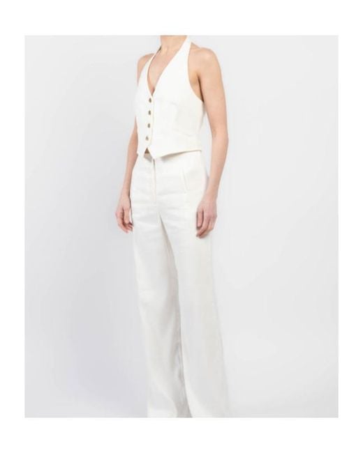 Veronica Beard White V-Neck Sleeveless Vest