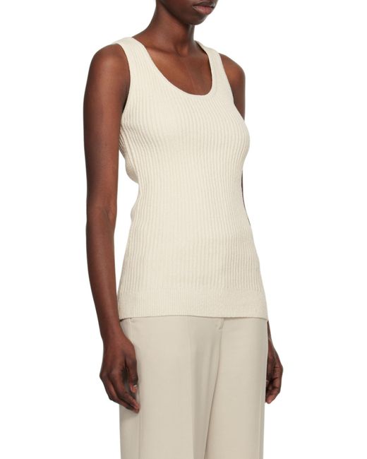Totême  Natural Totême Ribbed-Knit Sleeveless Tank Top