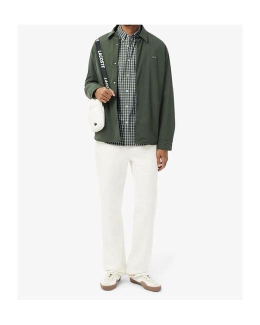 Lacoste Green Regular-Fit Plaid Poplin Shirt for men