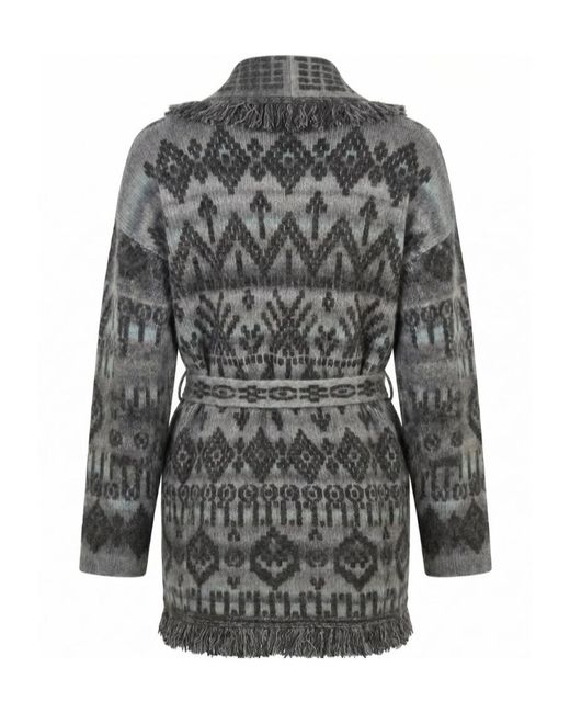Alanui Gray Long-Sleeve Belted Cardigan