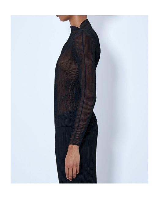 Issey Miyake Blue Sheer Pleated Top