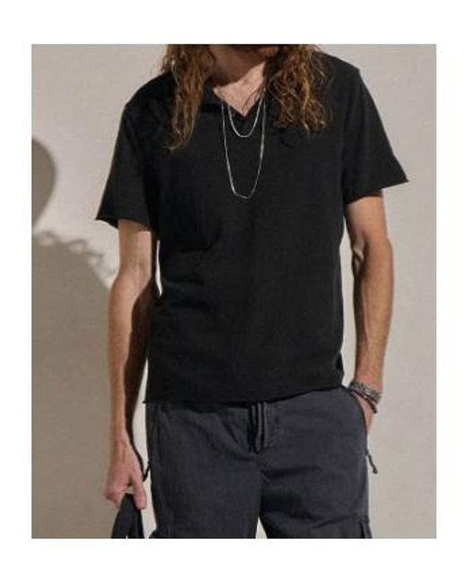 James Perse Black Slub Jersey Short Sleeve Henley for men