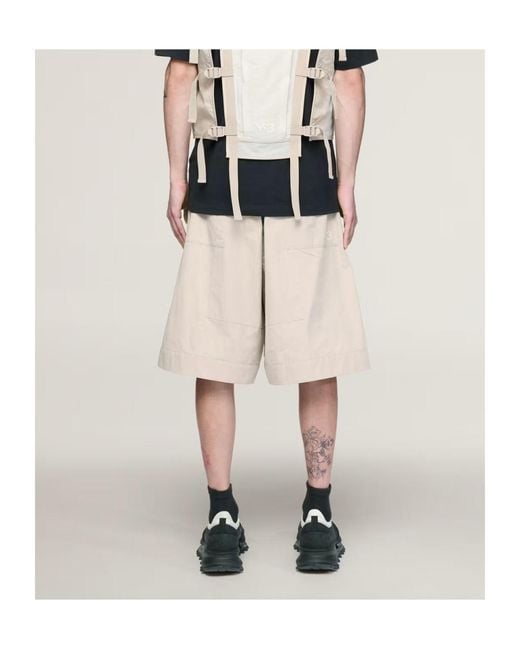 Y-3 Natural Wide-Leg Shorts for men