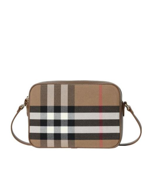 Burberry Brown Checked Large Camera Shoulder Bag