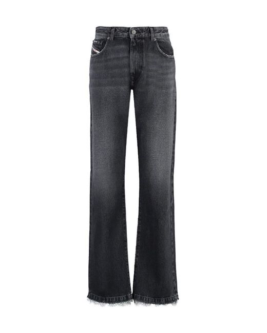 DIESEL Gray High Waist Lace-Trim Jeans