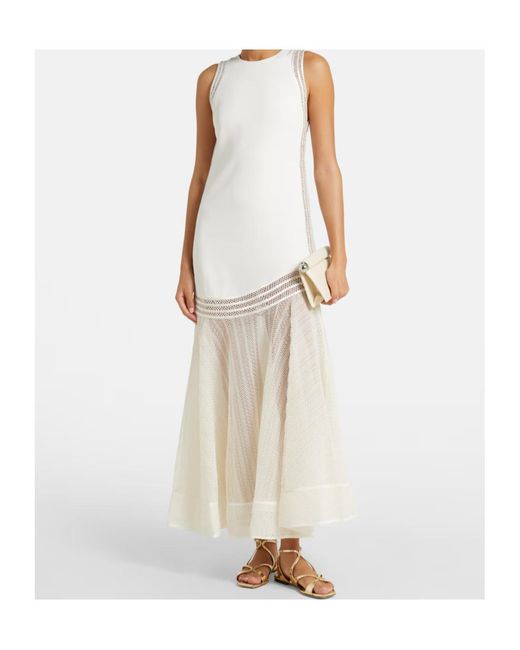 Jonathan Simkhai White Zakaria Mesh-Trimmed Maxi Dress
