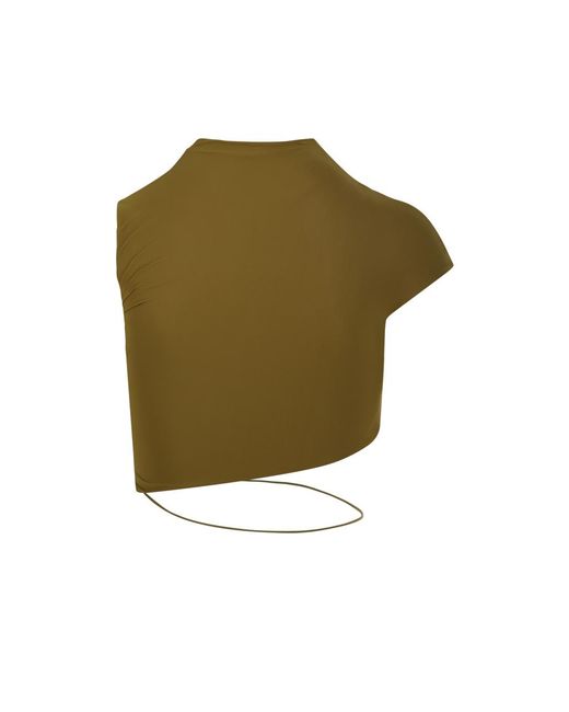 Amazuìn Green Aliukg Draped One-Shoulder Top