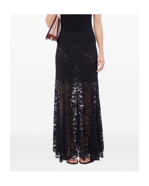 Rabanne Black Rabanne Scalloped Lace Midi Skirt