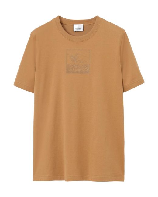 Burberry Brown Equestrian Knight-Printed Crewneck T-Shirt