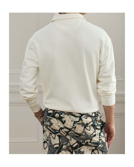 Ralph Lauren White Embroidered-Detail Long-Sleeve Polo Shirt for men