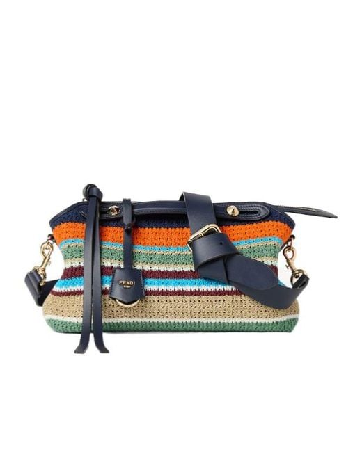 Fendi Blue Medium By The Way Crochet Tote Bag