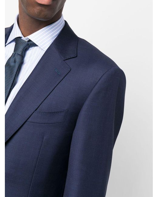 Canali Blue Single-Breasted Wool Suit for men