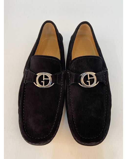 Giorgio Armani Black Buckle Business Casual Shoes for men