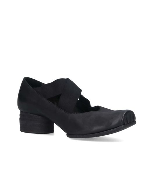 Uma Wang Black Logo Square Toe Heels
