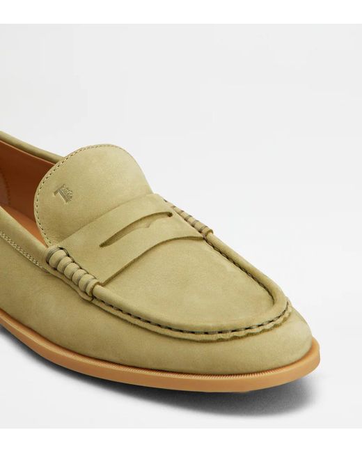Tod's Green Logo Embossed Slip-On Loafers