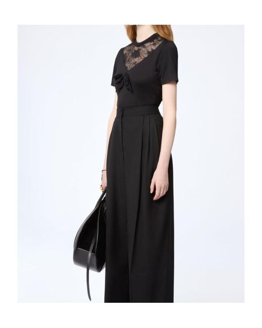 Nina Ricci Black Lace Panel Bow Top