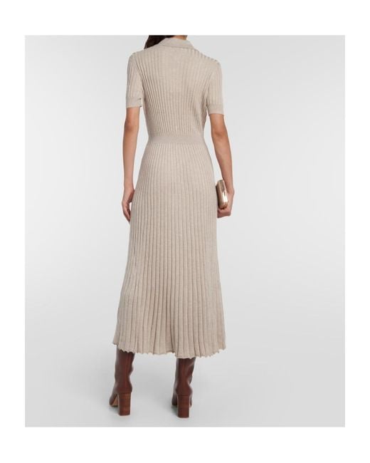 Gabriela Hearst Gray Amor Silk And Cashmere Midi Dress