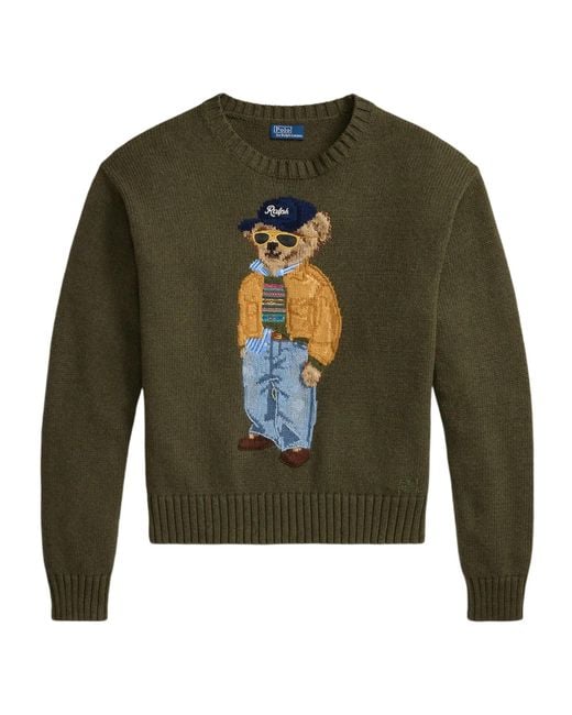 Polo Ralph Lauren Green Embroidered Cotton Sweater