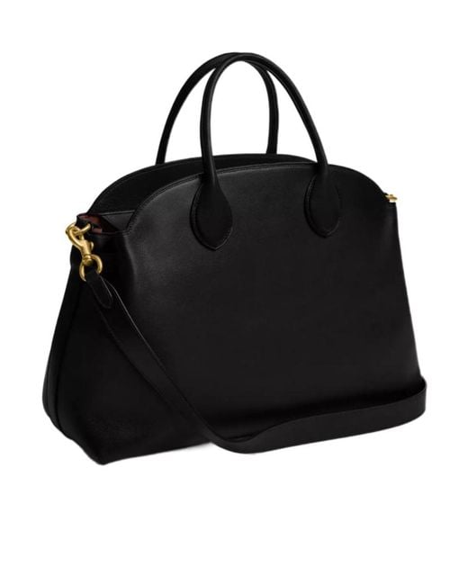 COACH Black Empire Leather Top-Handle Tote Bag