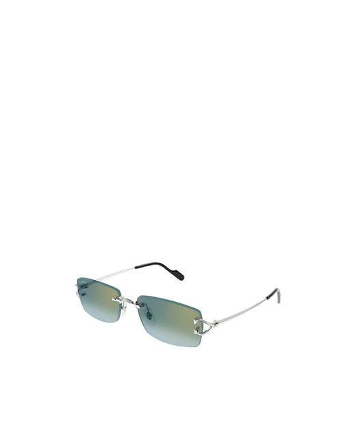 Cartier Green Rectangle-Rimless Sunglasses for men