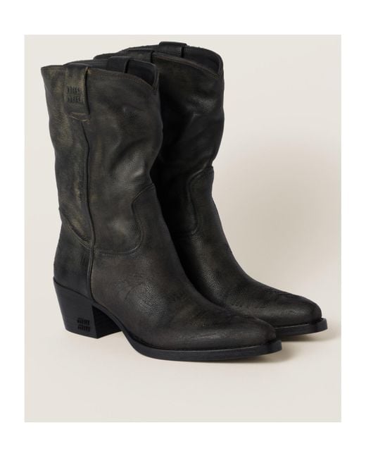 Miu Miu Black Leather Boots