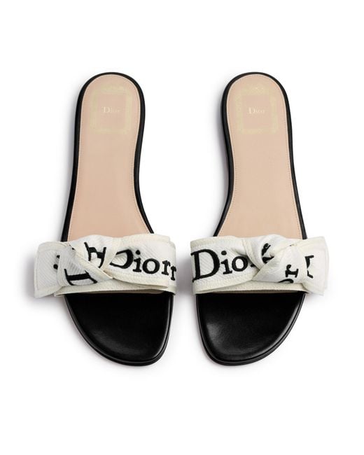 Dior White Round-Toe Flat Sandals