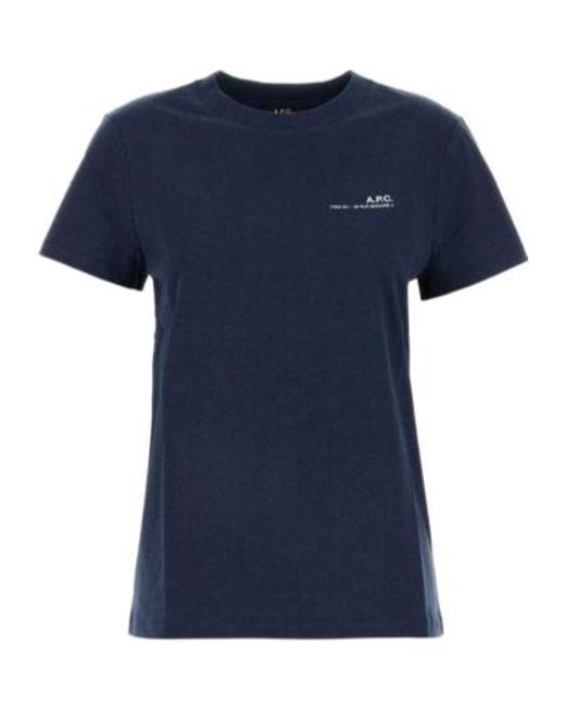 A.P.C. Blue Cohbo Logo Printed Crewneck T-Shirt