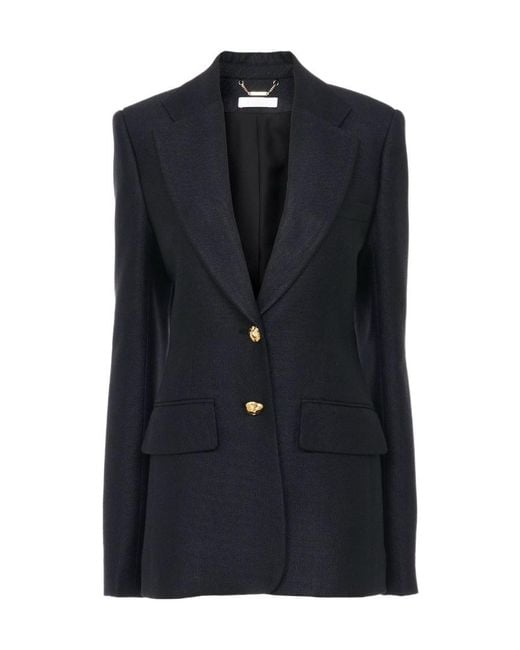 Chloé Blue Chloé Single-Breasted Tailored Jacket