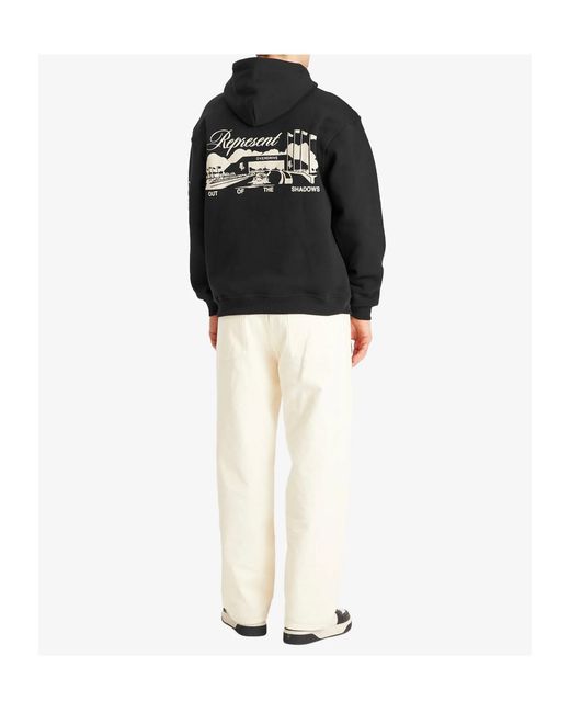 Represent Black Snap-Button Hooded Sweatshirt for men