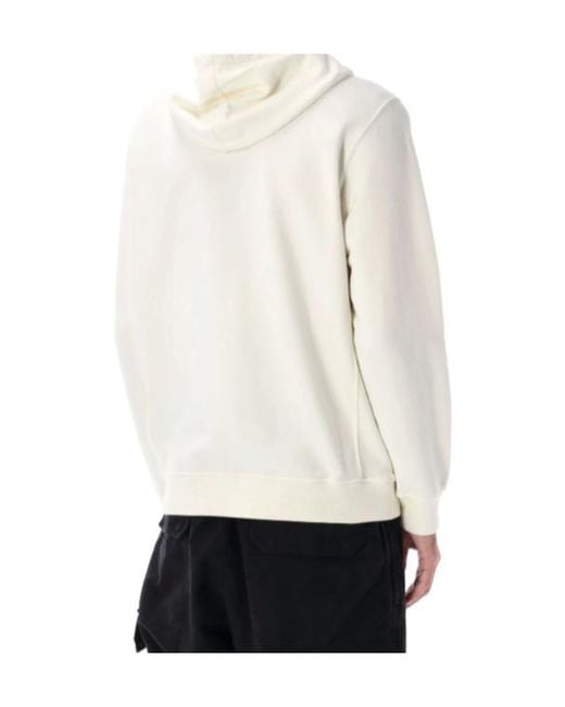 Stone Island White Compass Patch Zip-Up Hoodie for men