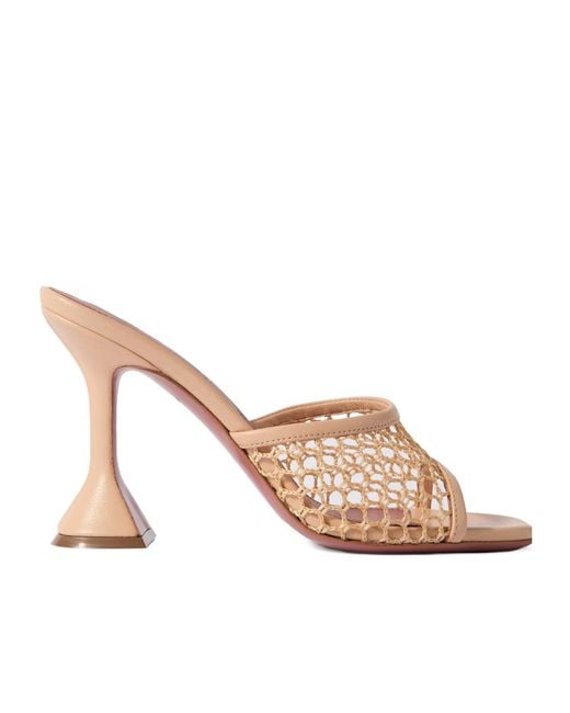 AMINA MUADDI Natural Lupita Fishnet And Leather Mules