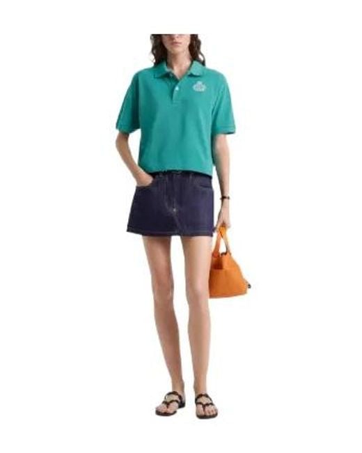 Sporty & Rich Blue Hw Embroidered-Logo Polo Shirt