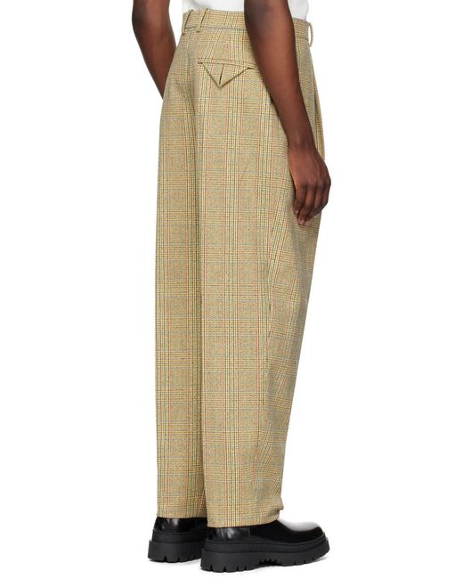 Bottega Veneta Natural Prince Of Wales Wool Trousers for men