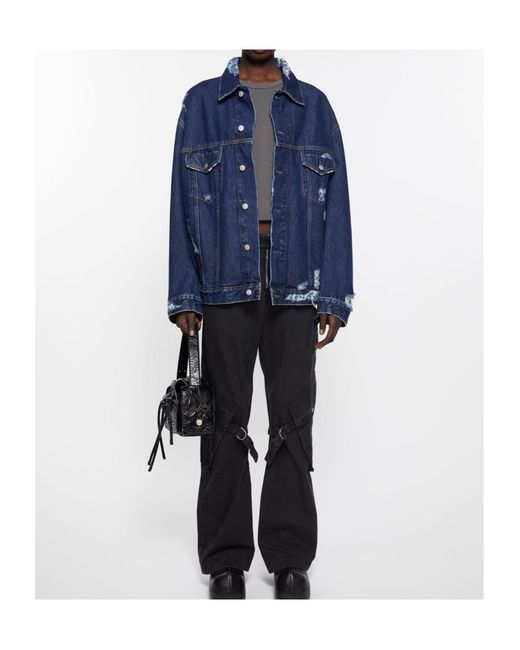 Acne Blue Relaxed Fit Distressed Denim Jacket for men