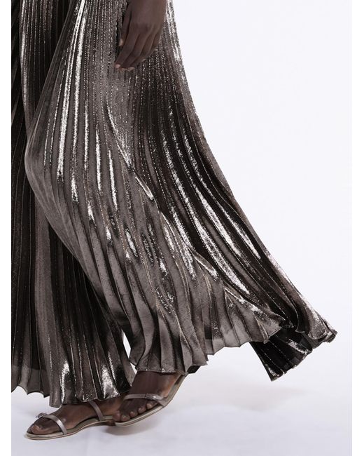 Max Mara Black Pleated Metallic Effect Trousers