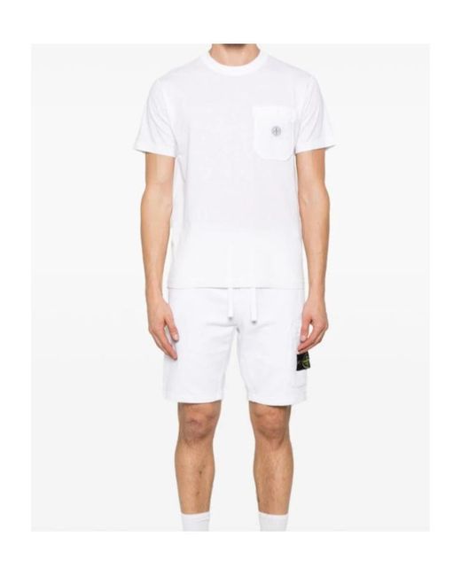 Stone Island White Logo Patch Crewneck T-Shirt for men