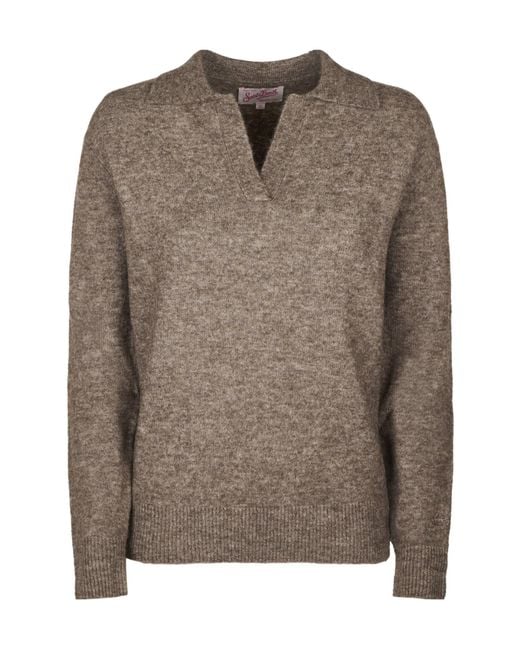 Mc2 Saint Barth Brown V-Neck Sweater