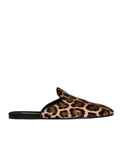Dolce & Gabbana Brown Leopard Printed Slides for men