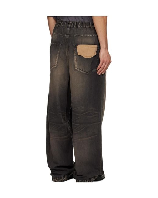 Maison Mihara Yasuhiro Black Drawstring Wide Jeans for men