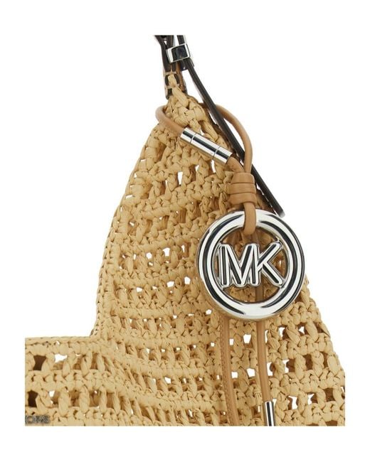 Michael Kors Natural Michael Logo Plaque Hobo Bag