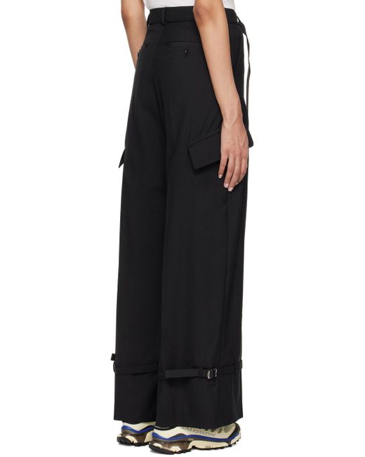 Sacai Black Straight-Leg Belted Cargo Pants