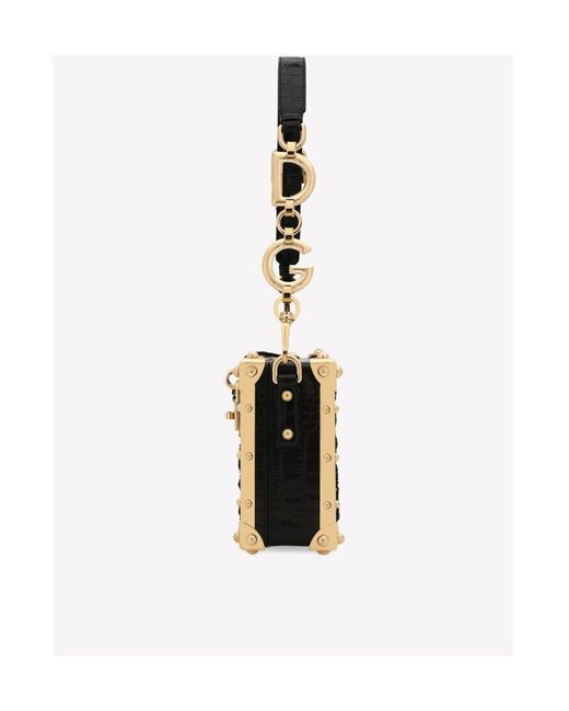 Dolce & Gabbana Black Dolce Box Leopard-Pattern Bag
