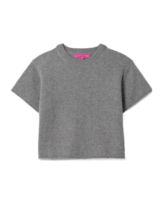 The Elder Statesman Gray Short-Sleeved Cashmere Sweater